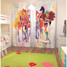 Фотошторы для детской комнаты с эффектом объемного рисунка 3D Винкс 155*270см